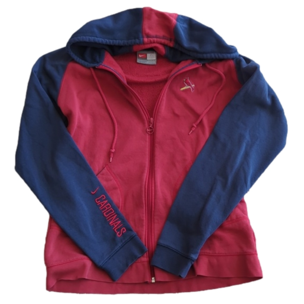 Nike Womens St.Louis Cardinals Red and Navy Full Zip Hooded Sweatshirt Size L